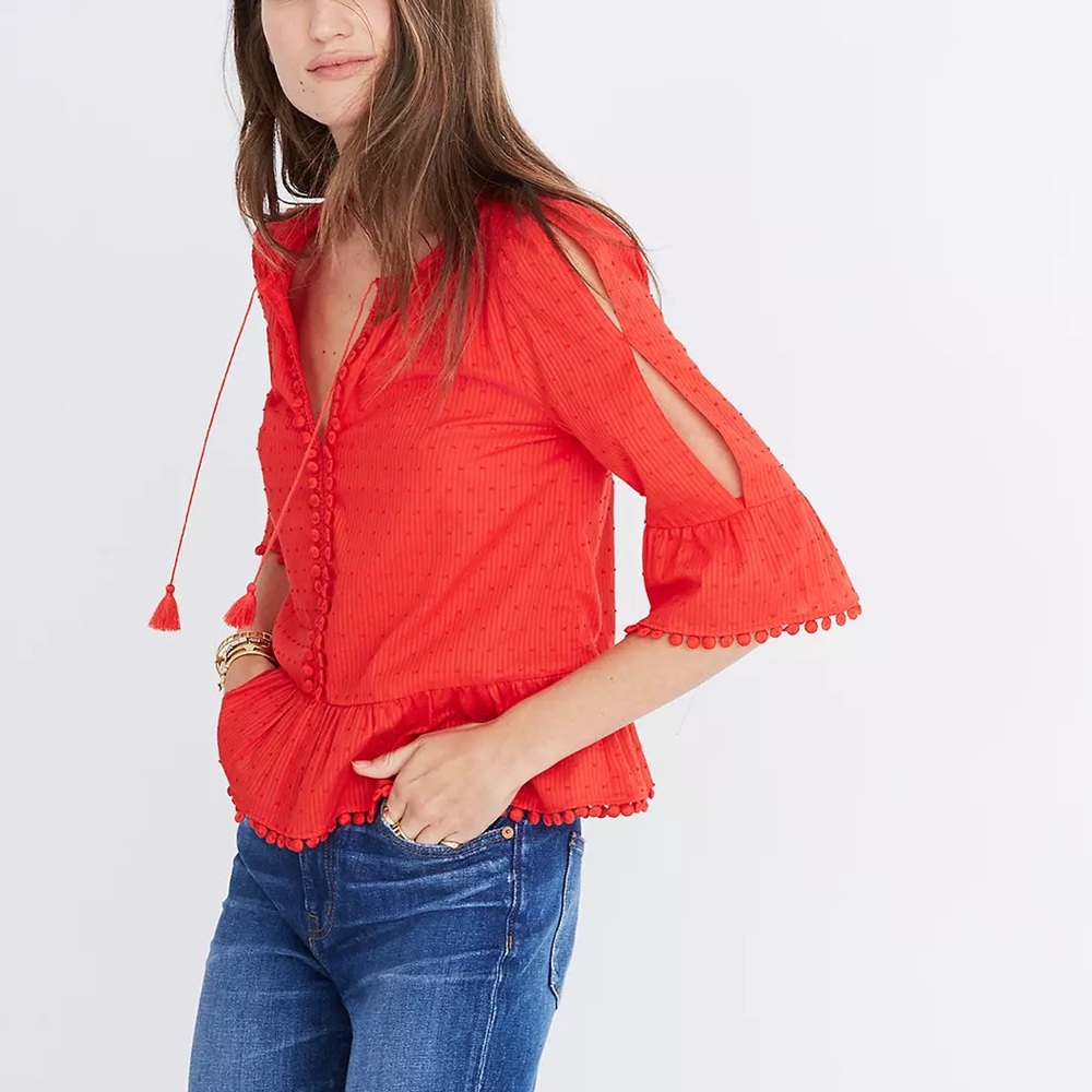 Madewell Peekaboo Pom-Pom Top